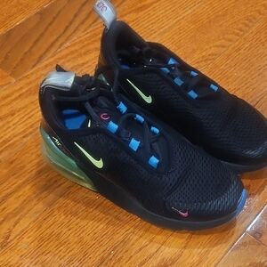 Used Nike Kids Black and Neon Green Sneakers